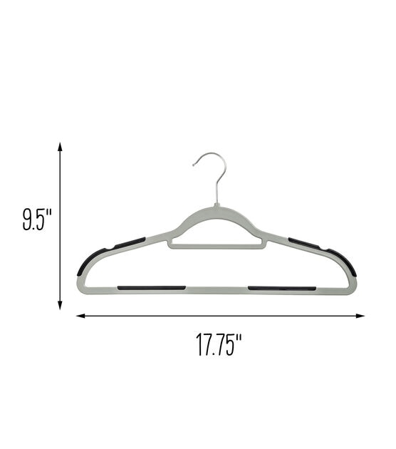 Honey Can Do 18" x 9.5" Plastic Hangers With No Slip Rubber Grip 15pk, , hi-res, image 10