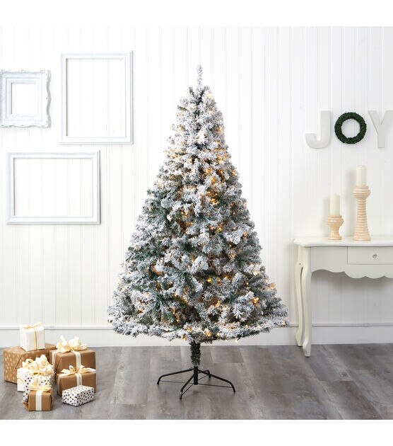 Nearly Natural 7' Pre Lit Flocked Rock Springs Spruce Christmas Tree, , hi-res, image 5