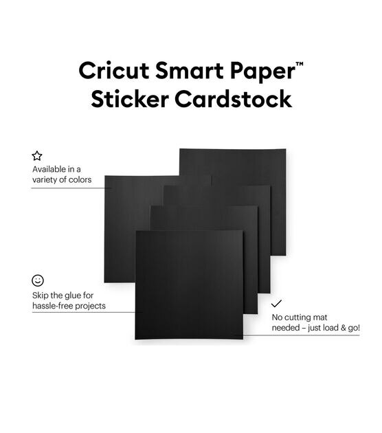 Cricut 13" x 13" Black Smart Paper Sticker Cardstock Sheets 10ct, , hi-res, image 2