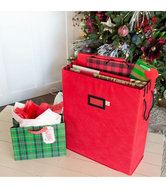 Santa's Bags Red Gift Bag & Tissue Paper Storage Box