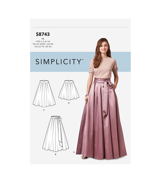 Simplicity Pattern S8743  Misses Pleated Skirt Size H5 (6-8-10-12-14)