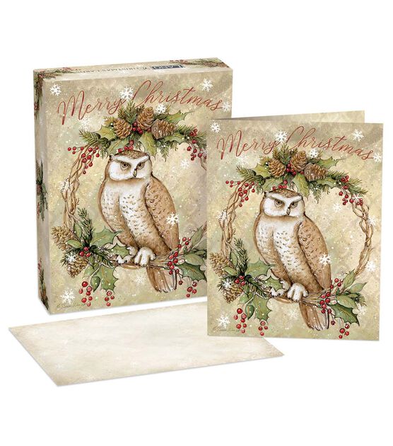 LANG Owl Pinecone Boxed Christmas Cards, , hi-res, image 4