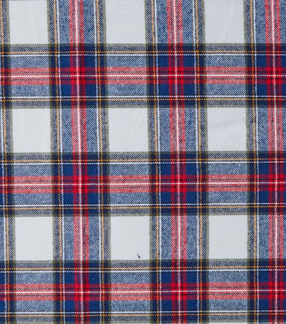 Eddie Bauer White & Red Brushed Tartan Shirting Fabric | JOANN