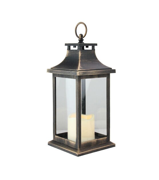 Northlight 12.5" Black Gold Candle Lantern with Flameless LED Candle, , hi-res, image 2