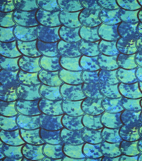Blue & Green Scales Quilt Cotton Fabric by Keepsake Calico, , hi-res, image 2