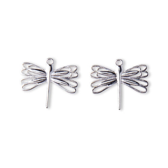 2pk Silver Plated Dragonfly Charms by hildie & jo, , hi-res, image 2