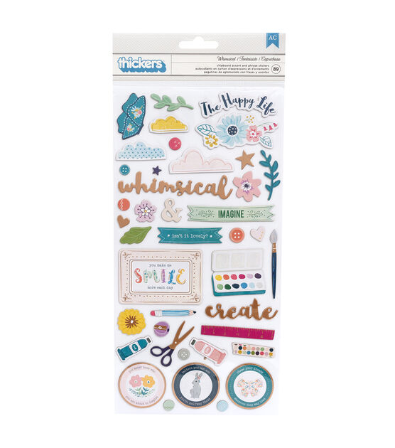 American Crafts Paige Evans Whimsical Thickers Chipboard Stickers Icons