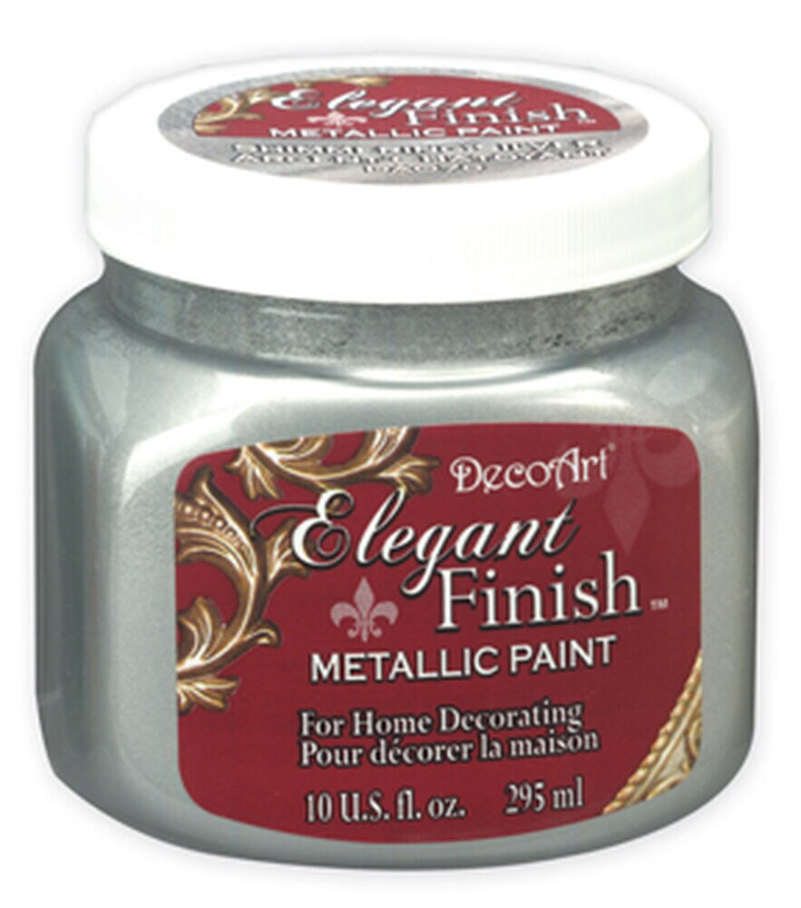 DecoArt Elegant Finish 10 fl. oz Metallic Paint, Shimmering Silver, swatch