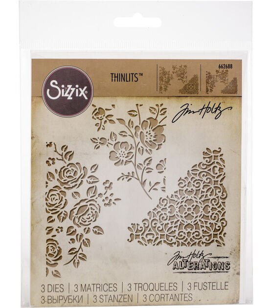 Sizzix Tim Holtz Thinlits 3 pk Dies Mixed Media #5