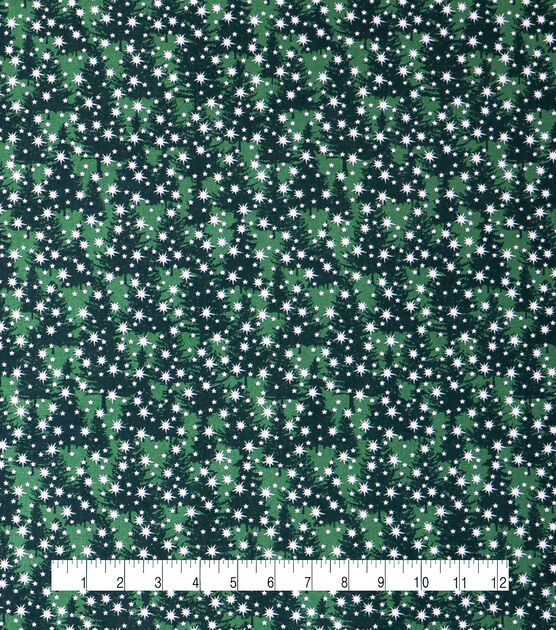 Green Pine Tree Landscape Christmas Cotton Fabric