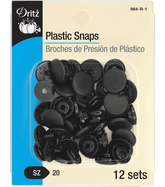 Dritz Plastic Color Snaps, 12 Sets, Black