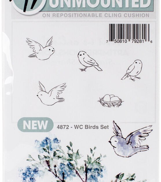 Art Impressions 5 pk Cling Rubber Stamps Watercolor Bird Set, , hi-res, image 2