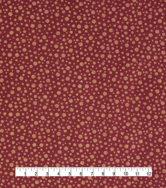 Gold Dots on Burgundy Quilt Metallic Cotton Fabric by Keepsake Calico