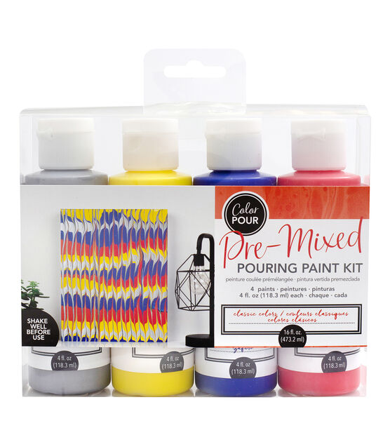 American Crafts Color Pour Pre Mixed Paint Kit Metallic Primary