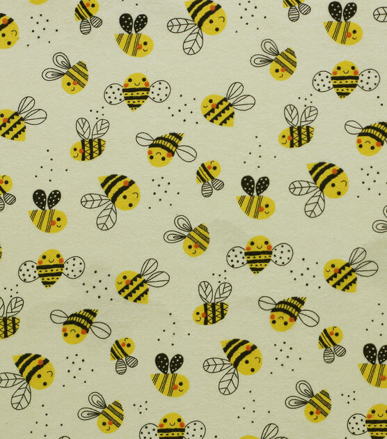 Bees on Yellow Super Snuggle Flannel Fabric