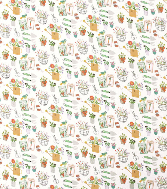Gardening Time Novelty Cotton Fabric