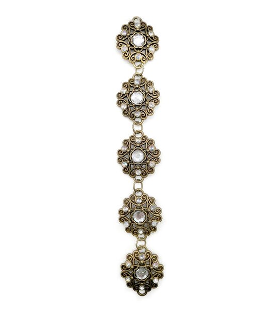 7" Oxidized Brass Metal Filigree Flower Connectors by hildie & jo, , hi-res, image 2