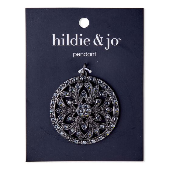 1.5" Antique Silver Flower Circle Pendant by hildie & jo