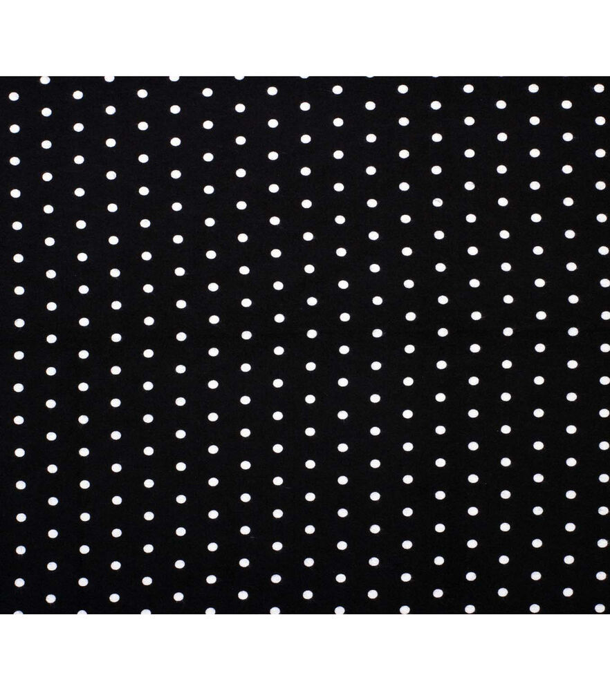 White Dots Super Snuggle Flannel Fabric, Black, swatch, image 1
