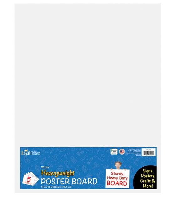 Royal Brites 5 Sheet 14 x 18 White Heavyweight Poster Board