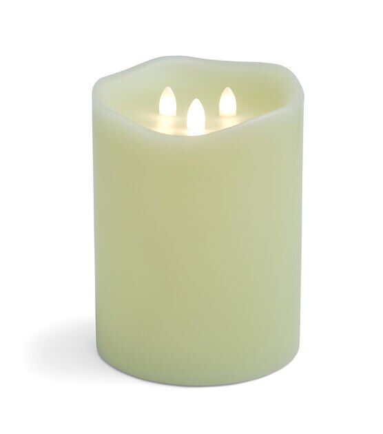 6" LED Ivory Aurora Flame Wave Edge Pillar Candles by Hudson 43, , hi-res, image 2