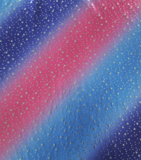 Performance Apparel Fabric Foil Stars on Pink & Blue Ombre, , hi-res, image 2