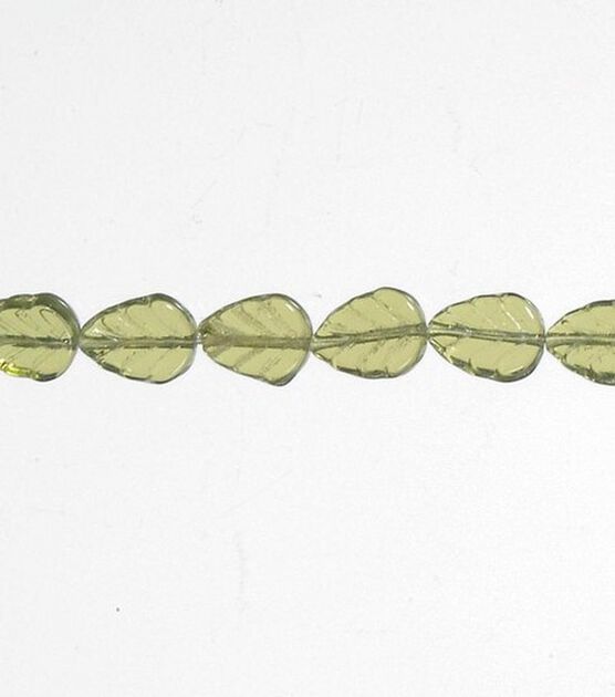 7 Green Glass Leaf Bead Strand by hildie & jo