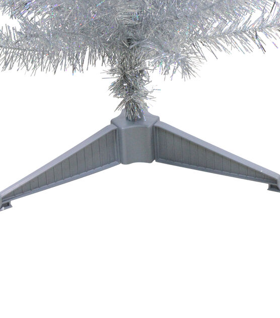 Northlight 4' Unlit Holographic Silver Slim Tinsel Christmas Tree, , hi-res, image 4