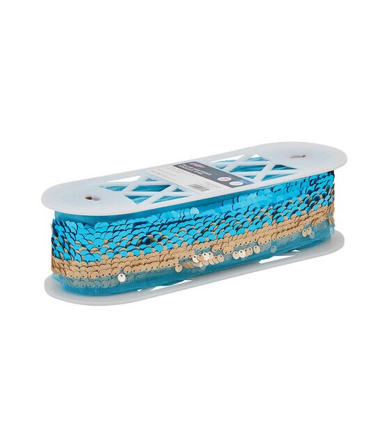 Yaya Han Sew on Mermaid Sequin Trim 2.75'' Blue