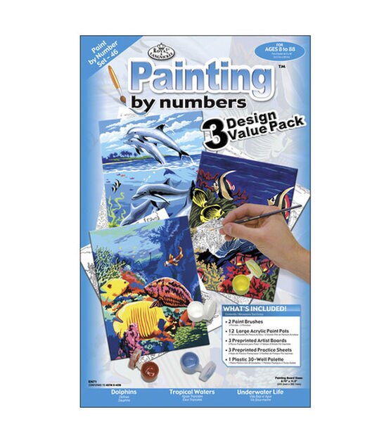 1-1/2''x8 3/4'' Paint By Number Value Packs 3PK Sea Life