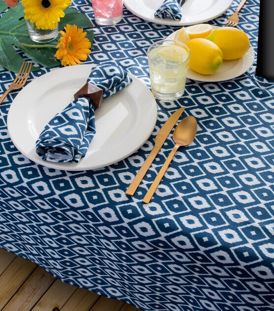 Design Imports Blue Ikat Outdoor Tablecloth Round 60", , hi-res, image 7