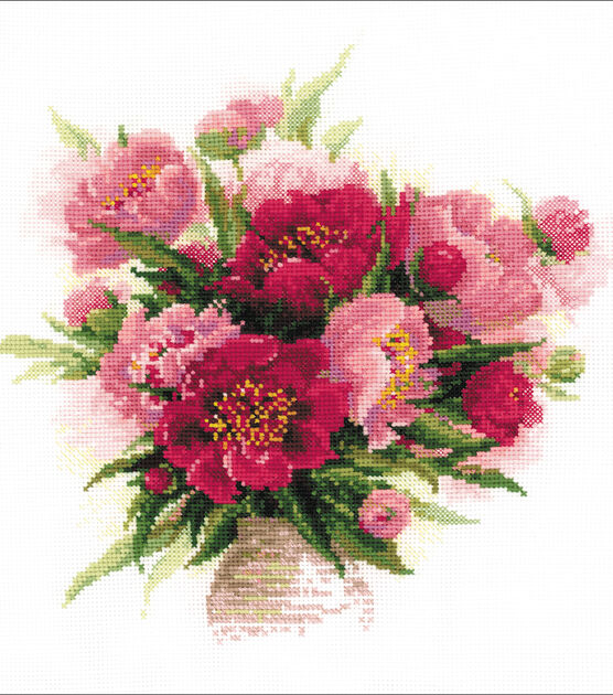 RIOLIS 16" Peonies in a Vase Counted Cross Stitch Kit, , hi-res, image 2
