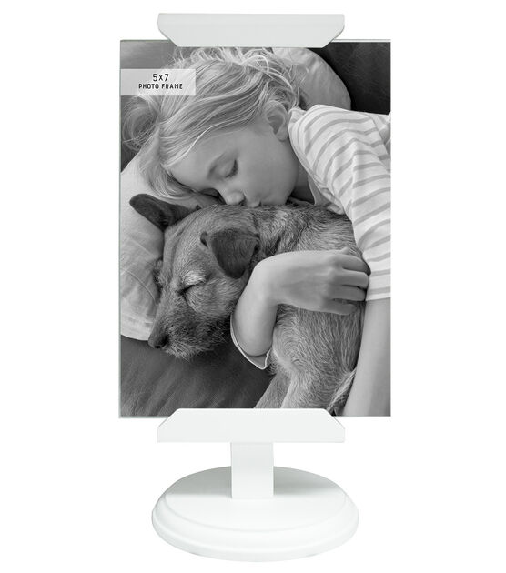 MCS 5" x 7" White Wood Pedestal Tabletop Picture Frame