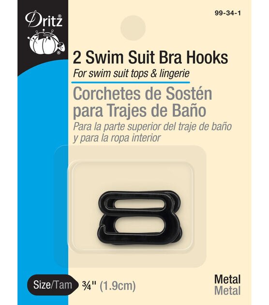 Swim Suit Bra Hook 3/4'' Wide 2/Pkg-Black