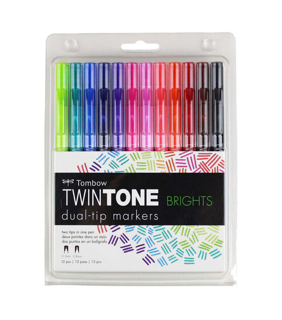 Tombow TwinTone 12 pk Markers Brights