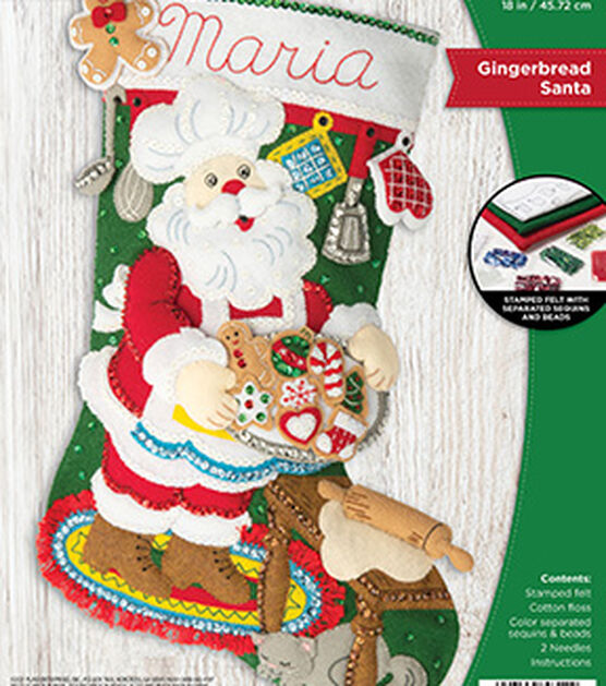Bucilla 18 Gingerbread Santa Felt Stocking Kit