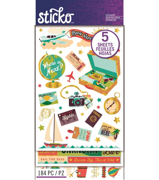 Sticko 184 Pack Flip Stickers Bon Voyage
