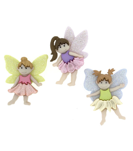 Dress It Up 3ct Little Girl Flower Fairies Novelty Buttons
