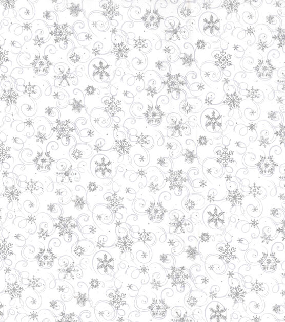Fabric Traditions Snowflakes & Scrolls on White Christmas Cotton Fabric, , hi-res, image 2