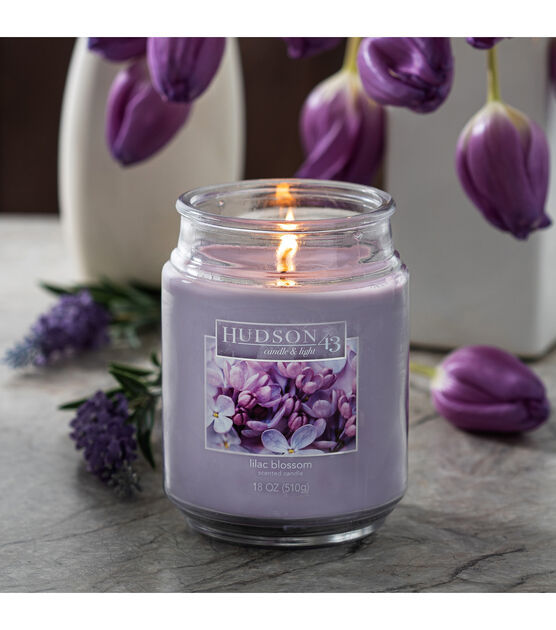 18oz Lilac Blossom Scented Jar Candle by Hudson 47, , hi-res, image 5