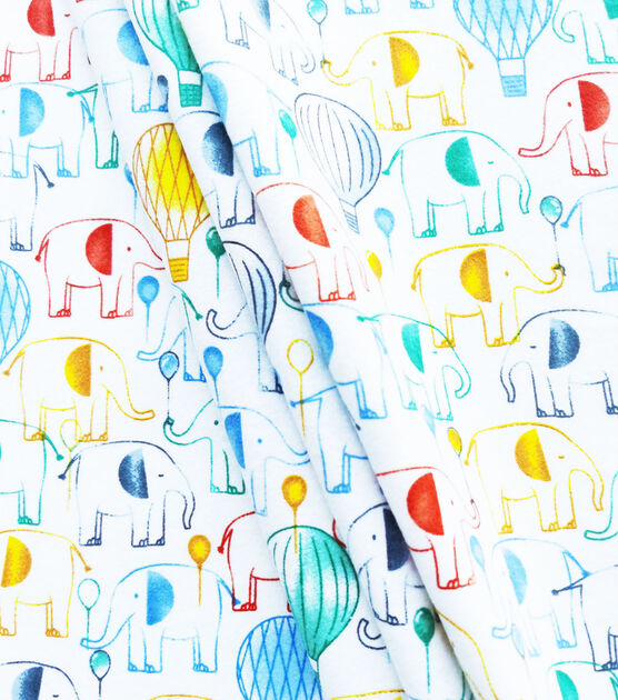 Up Up Away Elephant Nursery Flannel Fabric by Lil' POP!, , hi-res, image 2
