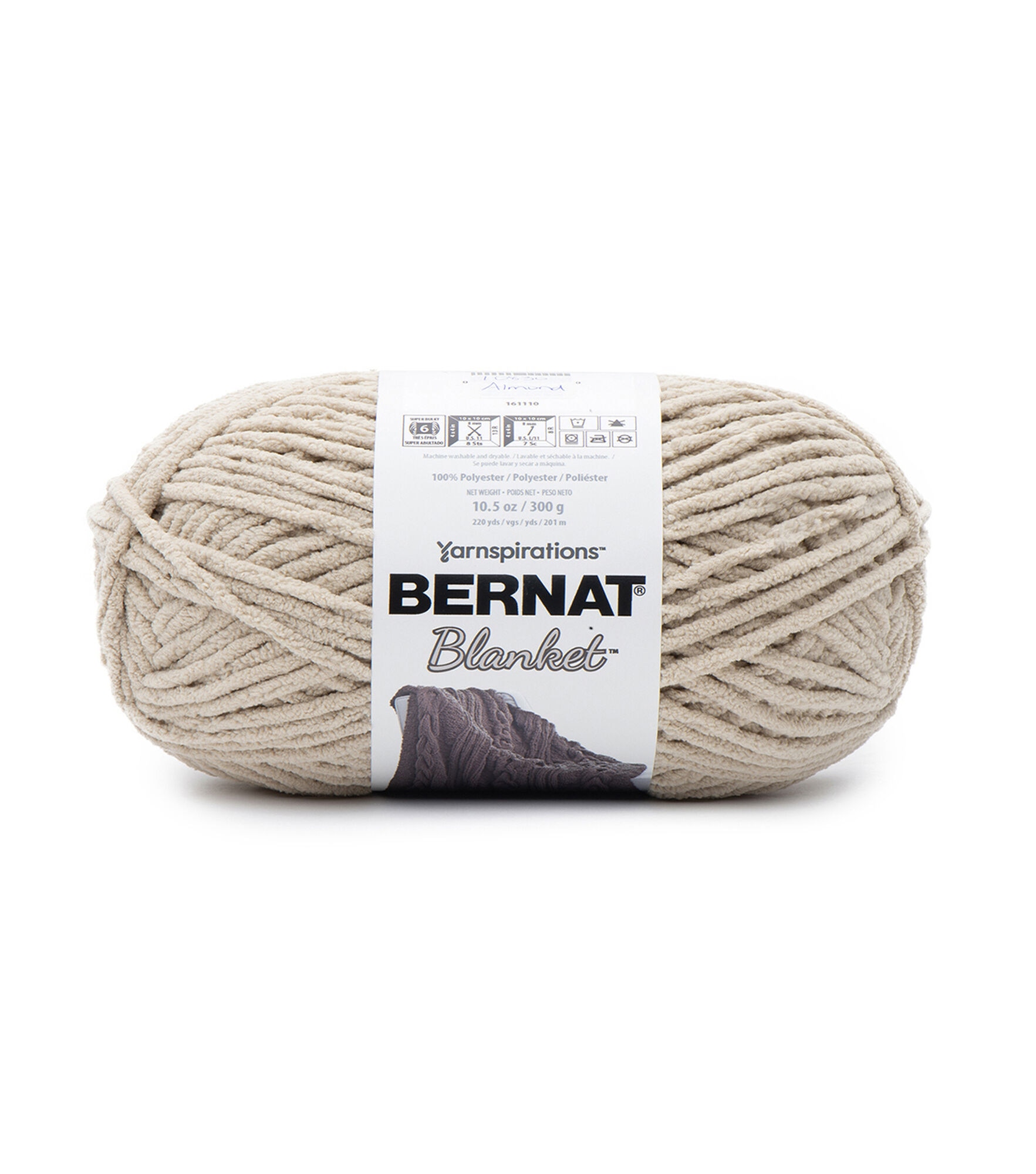 Bernat Big Ball Blanket 220yds Super Bulky Polyester Yarn, Almond, hi-res