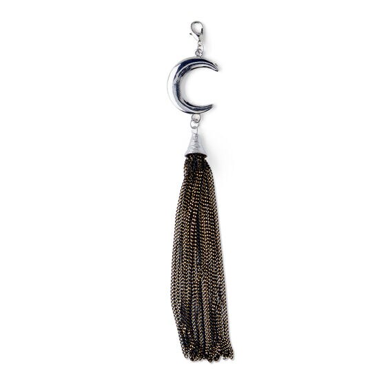 5" Silver Moon & Tassel Chain Pendant by hildie & jo, , hi-res, image 2