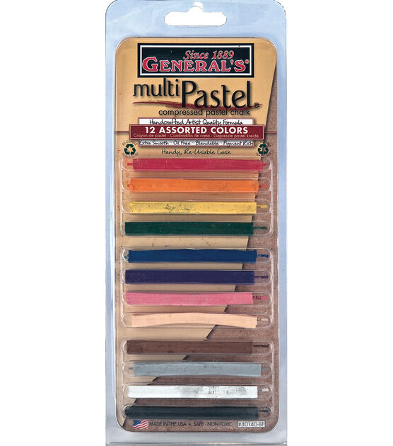 General's Multi Pastel Compressed Chalk Sticks 12 Pkg Assorted Colors