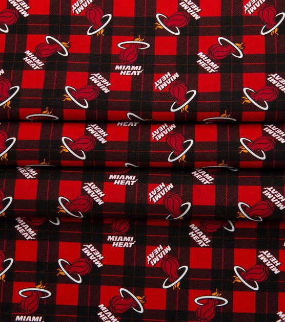 NBA Miami Heat Plaid Logo Cotton Fabric, , hi-res, image 3