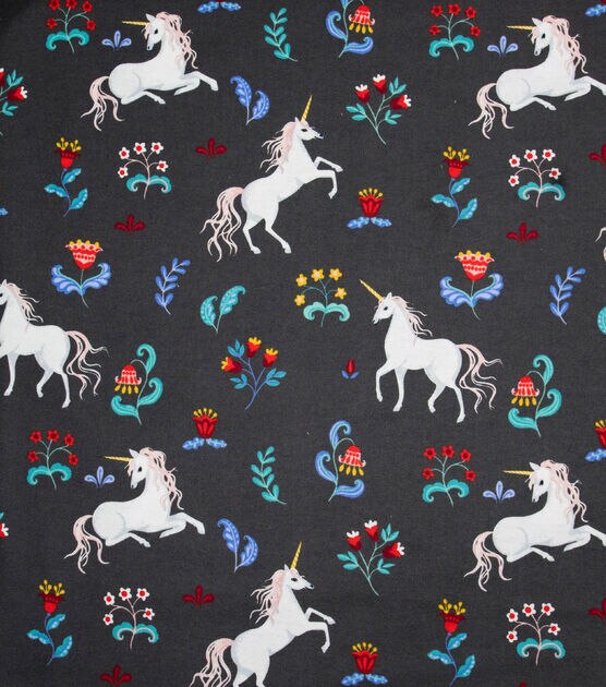 Folk Unicorn Super Snuggle Flannel Fabric, , hi-res, image 2