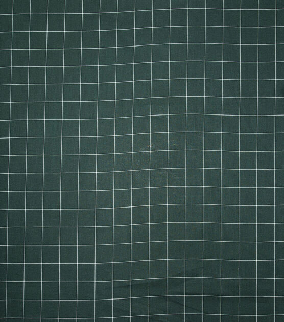 White Windowpane Pattern on Green Christmas Cotton Fabric, , hi-res, image 2
