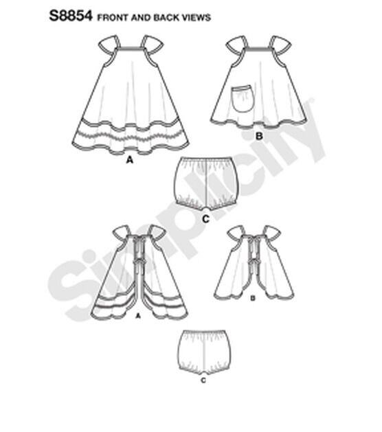 Simplicity S8854 Size 1/2 to 4 Toddler's Pinafore Sewing Pattern, , hi-res, image 5