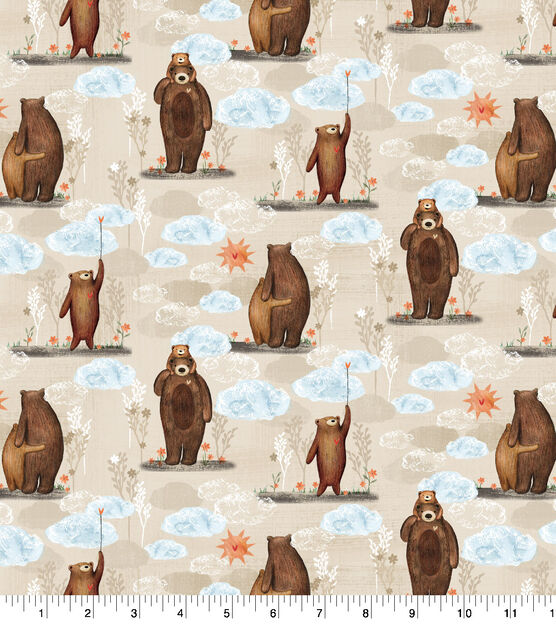 Baby Bear All Over Nursery Flannel Fabric