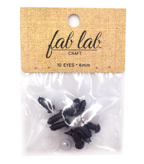 Fab Lab 6mm Black Shank & Washer Eyes 10pc